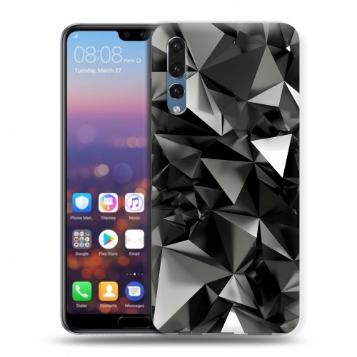 Дизайнерский силиконовый с усиленными углами чехол для Huawei P20 Pro Черные кристаллы
