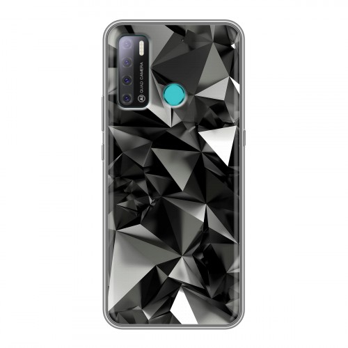 Дизайнерский силиконовый с усиленными углами чехол для Tecno Pouvoir 4 Черные кристаллы