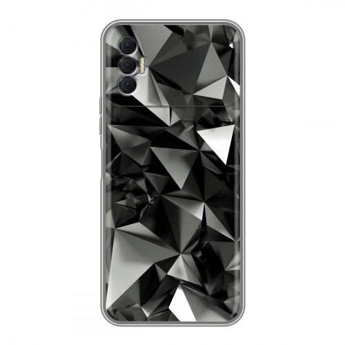 Дизайнерский силиконовый чехол для Tecno Spark 8P Черные кристаллы