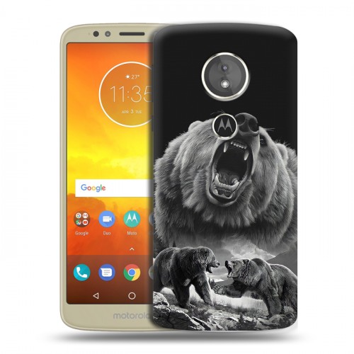 Дизайнерский силиконовый чехол для Motorola Moto E5 Схватка медведей