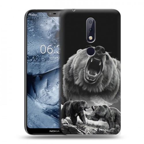 Дизайнерский пластиковый чехол для Nokia 6.1 Plus Схватка медведей