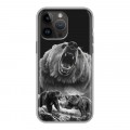 Дизайнерский силиконовый чехол для Iphone 14 Pro Max Схватка медведей