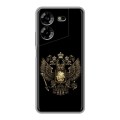 Дизайнерский силиконовый с усиленными углами чехол для Tecno Pova 5 4G герб России золотой