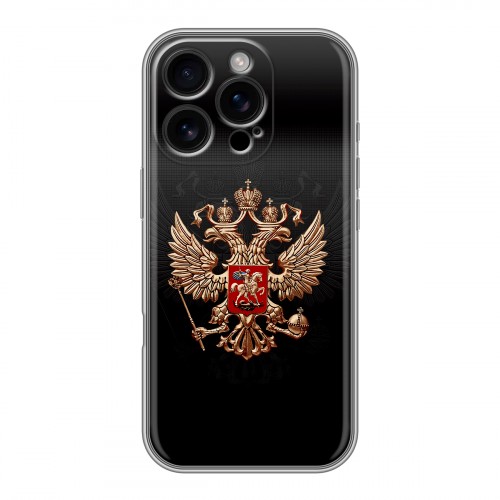 Дизайнерский силиконовый чехол для Iphone 16 Pro Герб России