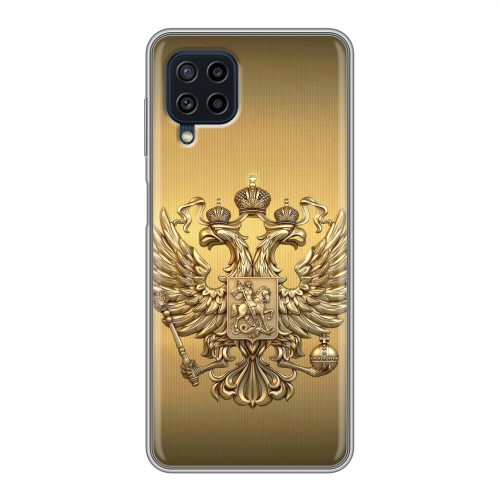 Дизайнерский пластиковый чехол для Samsung Galaxy A22 Флаг и герб России