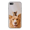 Дизайнерский силиконовый с усиленными углами чехол для Iphone 7 Собака и котенок
