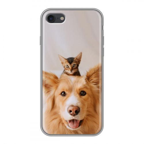 Дизайнерский силиконовый чехол для Iphone 7 Собака и котенок