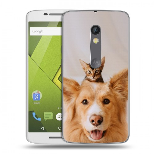 Дизайнерский пластиковый чехол для Lenovo Moto X Play Собака и котенок