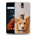 Дизайнерский силиконовый чехол для Wileyfox Storm Собака и котенок