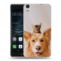 Дизайнерский пластиковый чехол для Huawei Y6II Собака и котенок