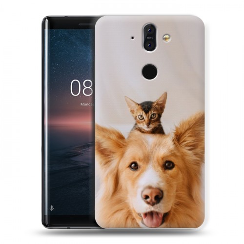 Дизайнерский пластиковый чехол для Nokia 8 Sirocco Собака и котенок