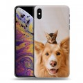 Дизайнерский силиконовый чехол для Iphone Xs Max Собака и котенок