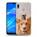 Дизайнерский пластиковый чехол для Huawei Y6 (2019) Собака и котенок