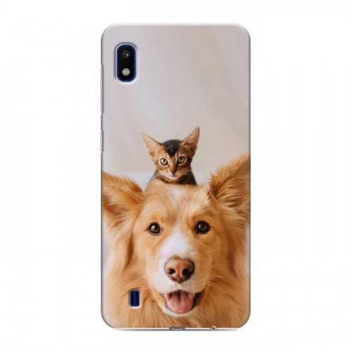 Дизайнерский пластиковый чехол для Samsung Galaxy A10 Собака и котенок