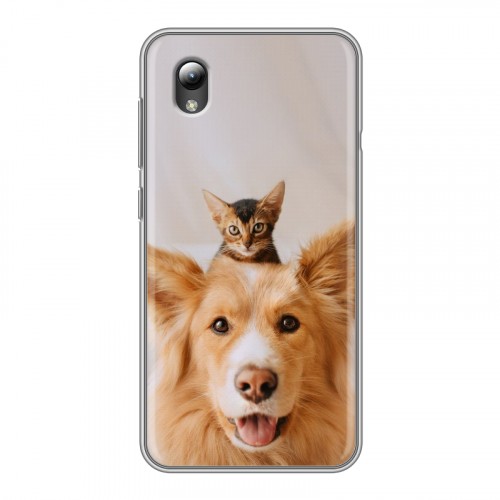 Дизайнерский пластиковый чехол для ZTE Blade A3 (2019) Собака и котенок