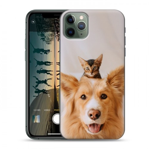 Дизайнерский пластиковый чехол для Iphone 11 Pro Max Собака и котенок