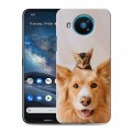 Дизайнерский силиконовый чехол для Nokia 8.3 Собака и котенок