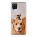 Дизайнерский силиконовый с усиленными углами чехол для Samsung Galaxy A12 Собака и котенок
