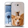 Дизайнерский пластиковый чехол для Samsung Galaxy Grand Собака и котенок