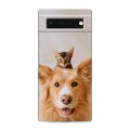 Дизайнерский силиконовый чехол для Google Pixel 6 Собака и котенок