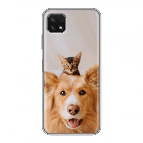 Дизайнерский силиконовый чехол для Samsung Galaxy A22s 5G Собака и котенок