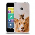 Дизайнерский пластиковый чехол для Nokia Lumia 530 Собака и котенок