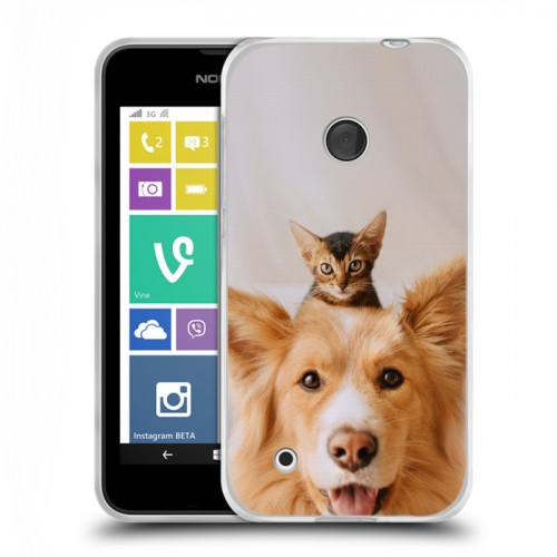 Дизайнерский пластиковый чехол для Nokia Lumia 530 Собака и котенок
