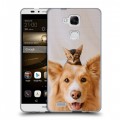 Дизайнерский пластиковый чехол для Huawei Ascend Mate 7 Собака и котенок
