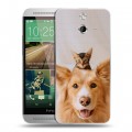 Дизайнерский пластиковый чехол для HTC One E8 Собака и котенок