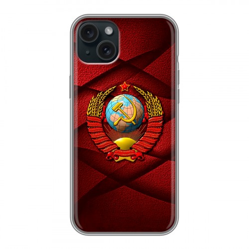 Дизайнерский силиконовый чехол для Iphone 15 Plus Герб СССР