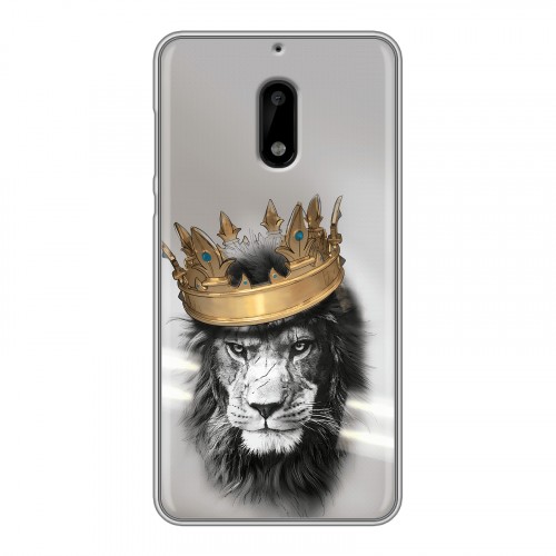 Дизайнерский пластиковый чехол для Nokia 6 Лев с короной