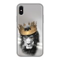 Дизайнерский силиконовый чехол для Iphone x10 Лев с короной