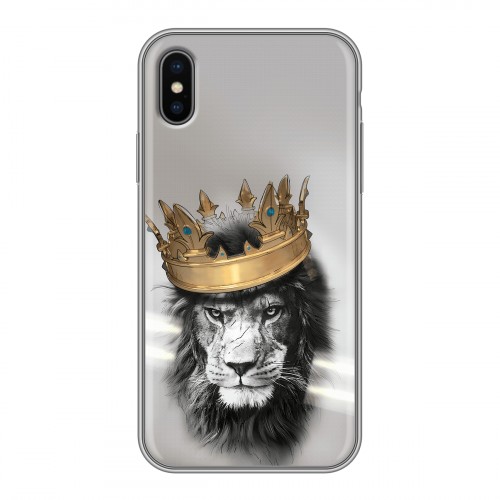 Дизайнерский силиконовый чехол для Iphone x10 Лев с короной
