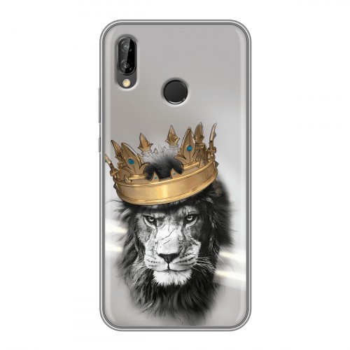 Дизайнерский силиконовый чехол для Huawei P20 Lite Лев с короной