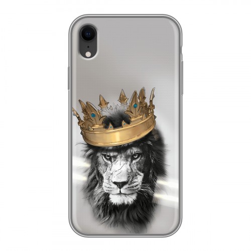 Дизайнерский силиконовый чехол для Iphone Xr Лев с короной