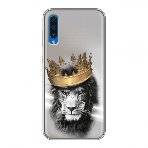 Дизайнерский силиконовый чехол для Samsung Galaxy A50 Лев с короной