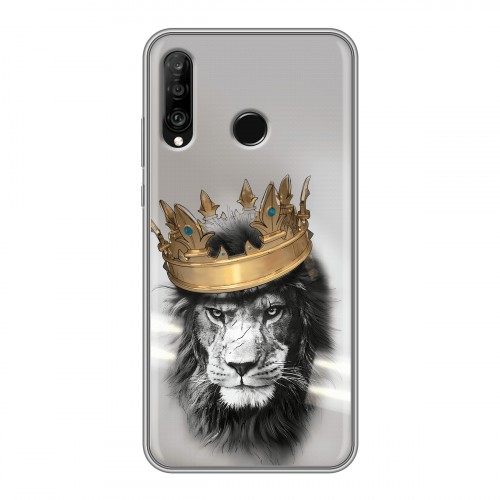Дизайнерский силиконовый чехол для Huawei P30 Lite Лев с короной