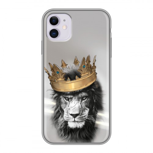Дизайнерский силиконовый чехол для Iphone 11 Лев с короной