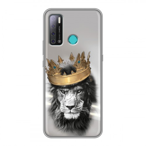 Дизайнерский силиконовый с усиленными углами чехол для Tecno Pouvoir 4 Лев с короной