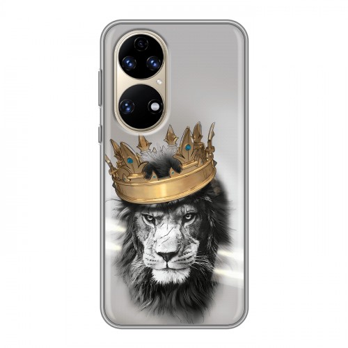Дизайнерский силиконовый чехол для Huawei P50 Pro Лев с короной