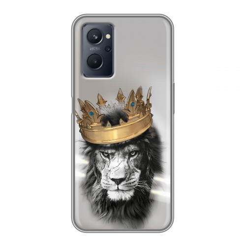 Дизайнерский силиконовый чехол для Realme 9i Лев с короной