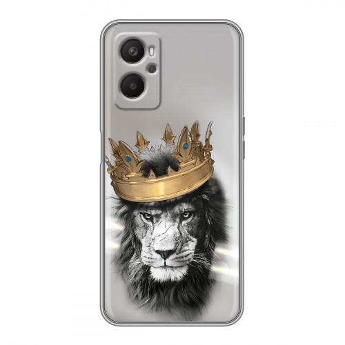 Дизайнерский силиконовый с усиленными углами чехол для OPPO A96 Лев с короной