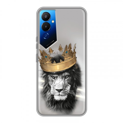 Дизайнерский силиконовый чехол для Tecno Pova 4 Лев с короной