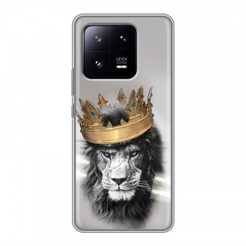 Дизайнерский силиконовый чехол для Xiaomi 13 Pro Лев с короной