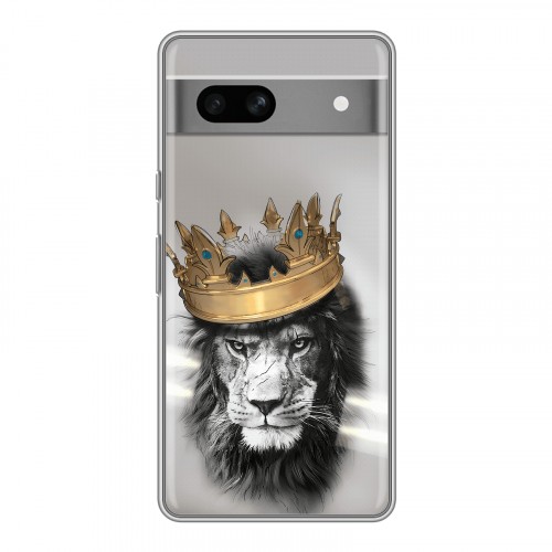 Дизайнерский силиконовый чехол для Google Pixel 7A Лев с короной