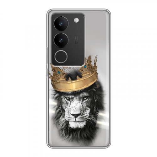 Дизайнерский силиконовый с усиленными углами чехол для Vivo V29 Лев с короной