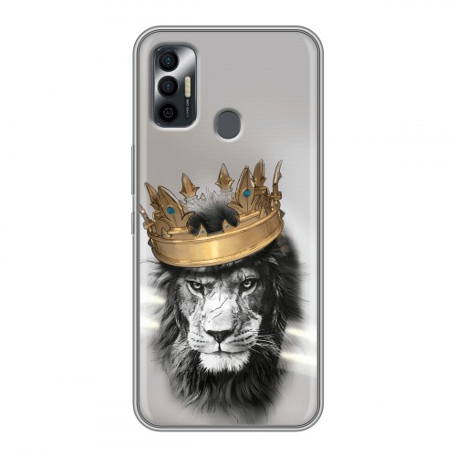 Дизайнерский силиконовый чехол для Tecno Spark 7 Лев с короной