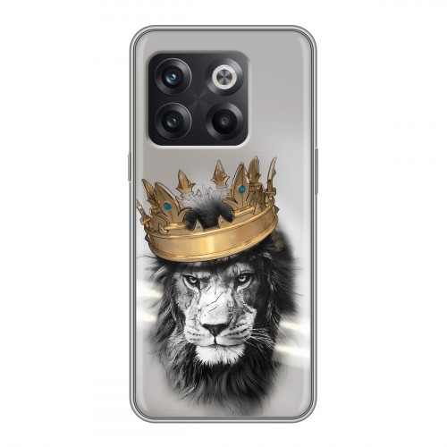 Дизайнерский силиконовый чехол для OnePlus 10T Лев с короной