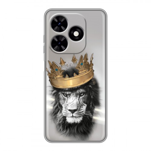 Дизайнерский силиконовый чехол для Tecno Spark Go 2024 Лев с короной