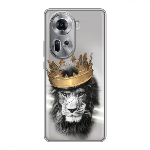 Дизайнерский силиконовый чехол для OPPO Reno 11 Лев с короной